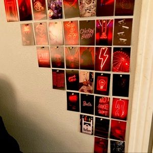 VSCO Collage Wall Art Kit Photo Collage Aesthetic Red Neon Green Dorm Room Cool